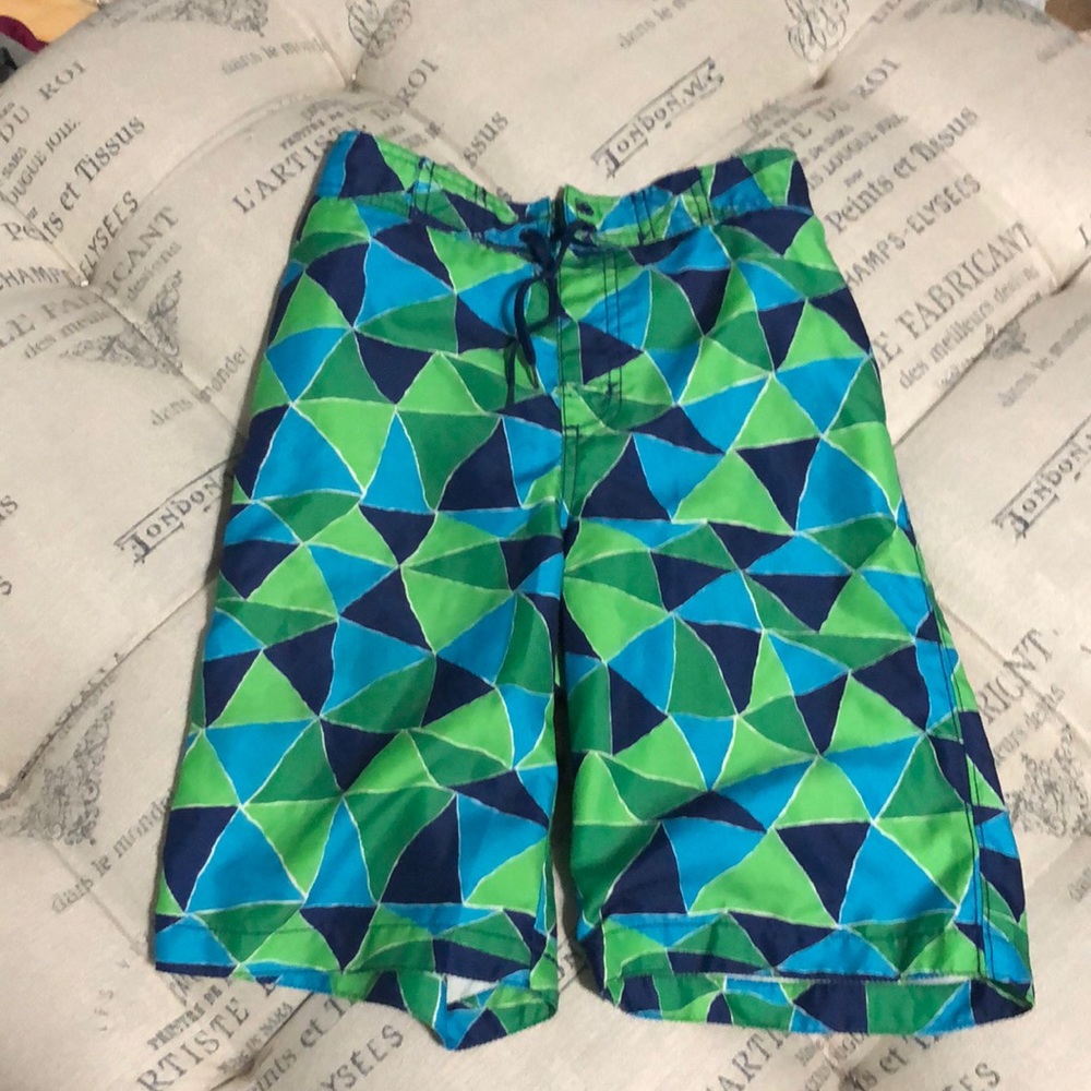 Gymboree blue and green swim trunks size 8